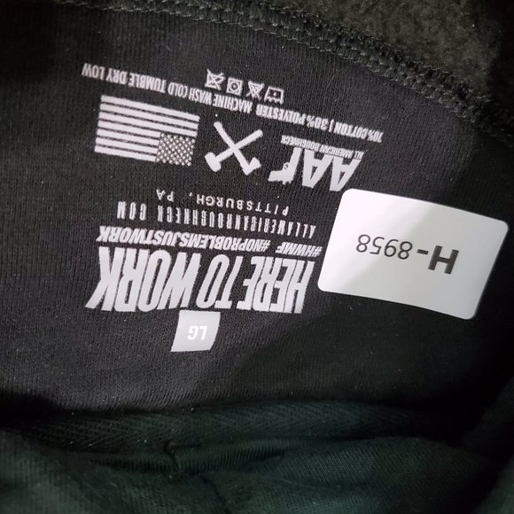 All American Roughneck Men Sweatshirt Large Black Hoodie Logo Pockets READ - Picture 10 of 11